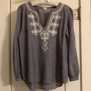 J. Crew Cotton Tunic, Soutache Trim, Button cuffs, XS on Tag - Fits like M, Boho